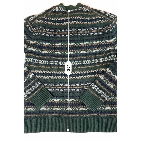 Abercrombie & Fitch Fair Isle Green Soft A&F Crew Sweater SMALL Nordic Alpine - Picture 6 of 10